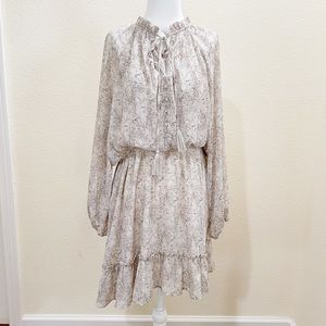 NWT Dress Forum Tie Neck Ruffle Hem Dress